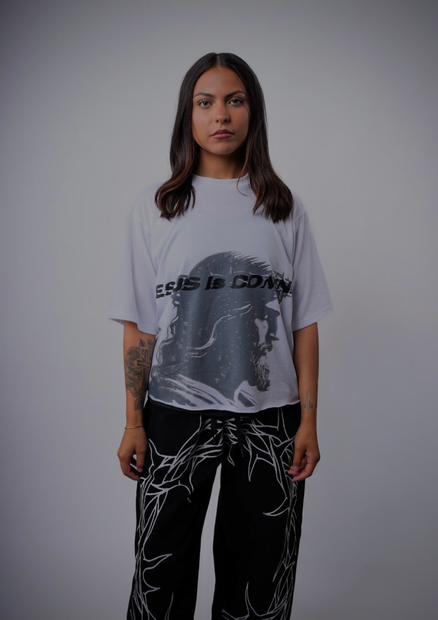 jesus is coming rhinestone tee