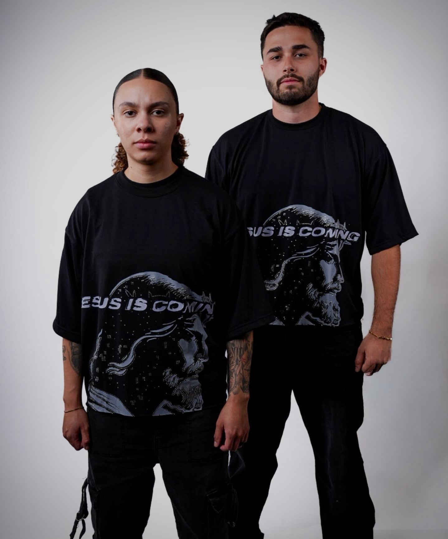 jesus is coming rhinestone tee
