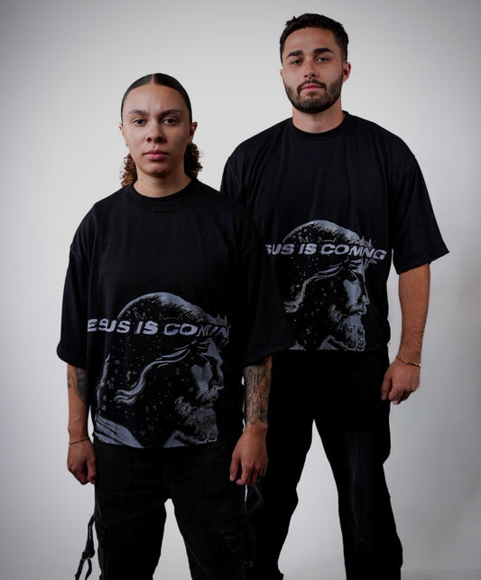 jesus is coming rhinestone tee